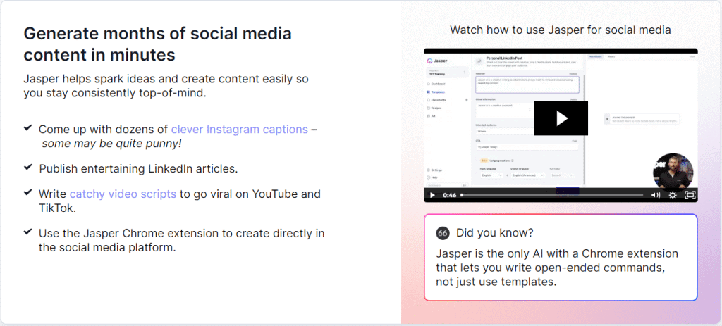 Jasper social media post generator